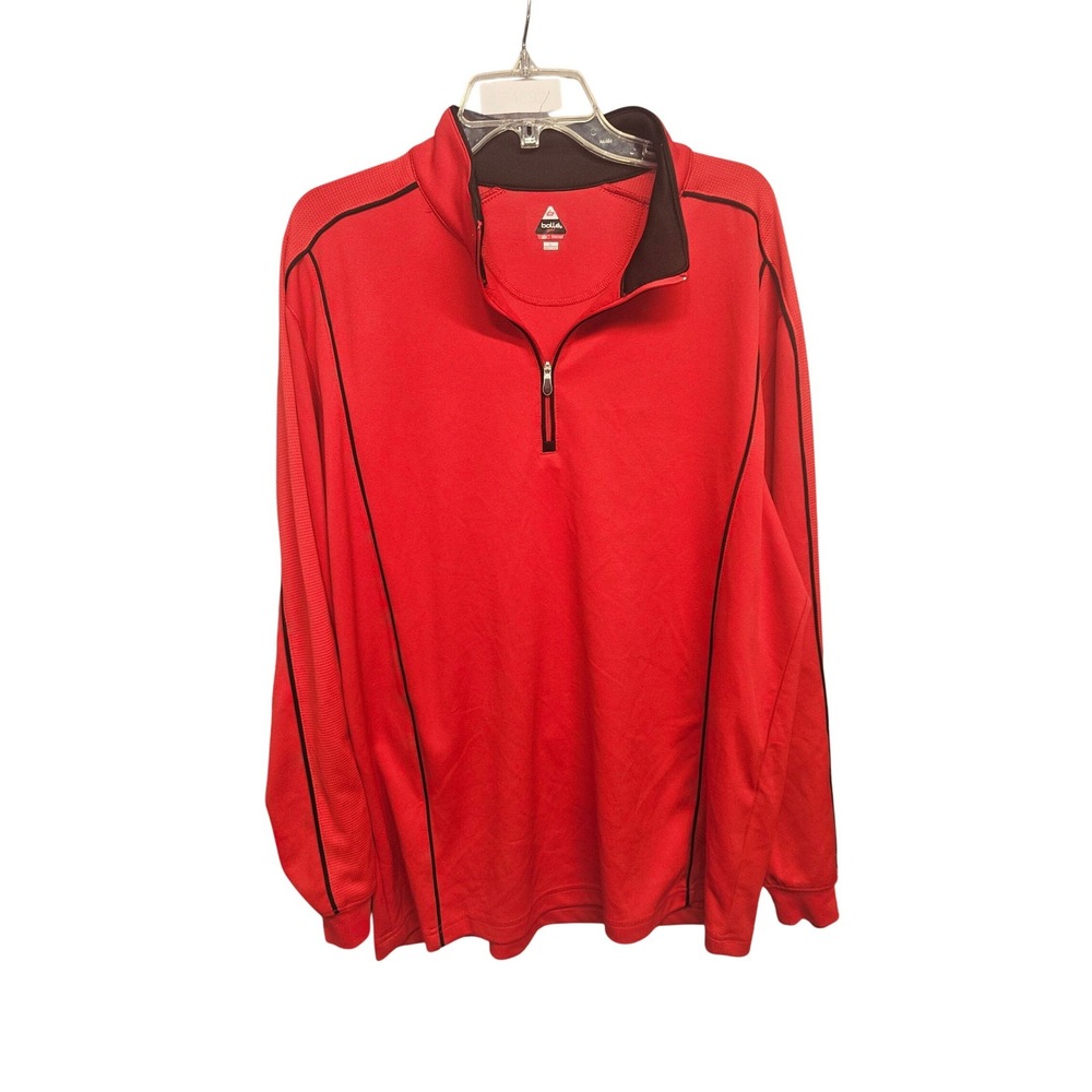 Bolle Golf Mens Red Thermal Quarter Zip Pullover Long Sleeve Mock Neck Large